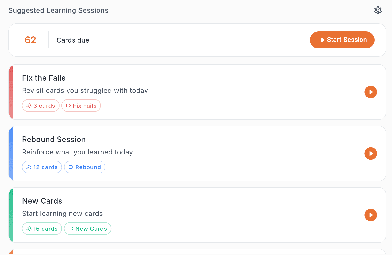 Quantilo review schedule showing updated next review dates after a session