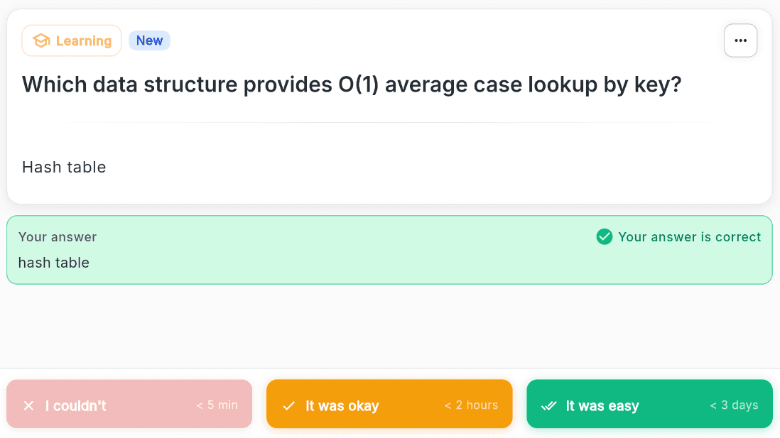 The type answer field on a card, with an answer being entered