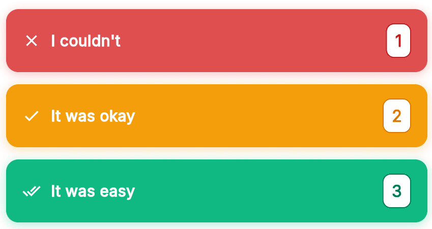Quantilo learning session showing the difficulty rating options